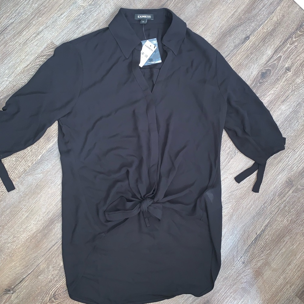 EXPRESS tie sleeve button up shirt